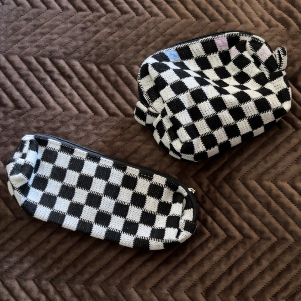 3pz Matching pouches 2 Black and White Checkered Bag multiple purpose 1 Fanny